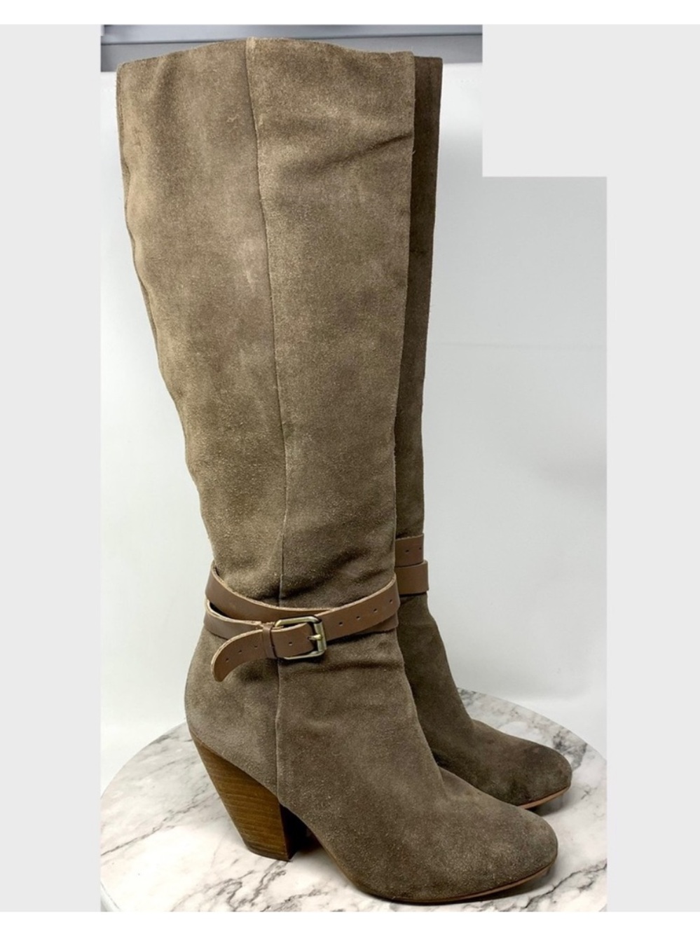 Anthropologie Corso Como Aspire Taupe Suede Boots 9 Classic Coquette Girl Boho